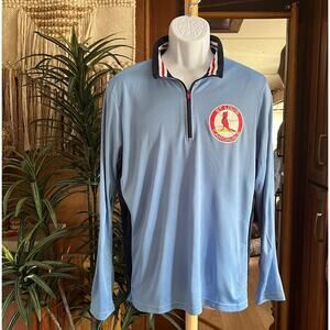 St Louis Cardinals Retro MLB 1/4 Zip Pullover Small | Blue Red Lightweight Top